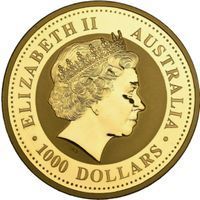 1000 Dollars Gold kangaroo & nugget coin
