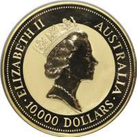 10000 Dollars Gold kangaroo & nugget coin