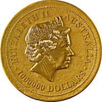 1000000 Dollars Gold kangaroo & nugget coin