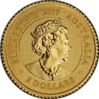 2 Dollars Gold kangaroo & nugget coin