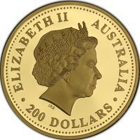 200 Dollars Gold kangaroo & nugget coin