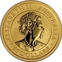 25 Dollars Gold kangaroo & nugget coin
