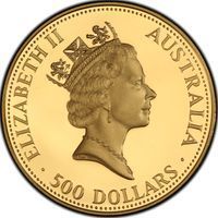 500 Dollars Gold kangaroo & nugget coin