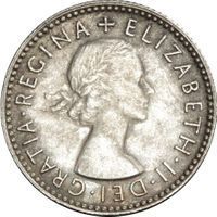 Queen Elizabeth II Sixpence threepence and sixpence coin