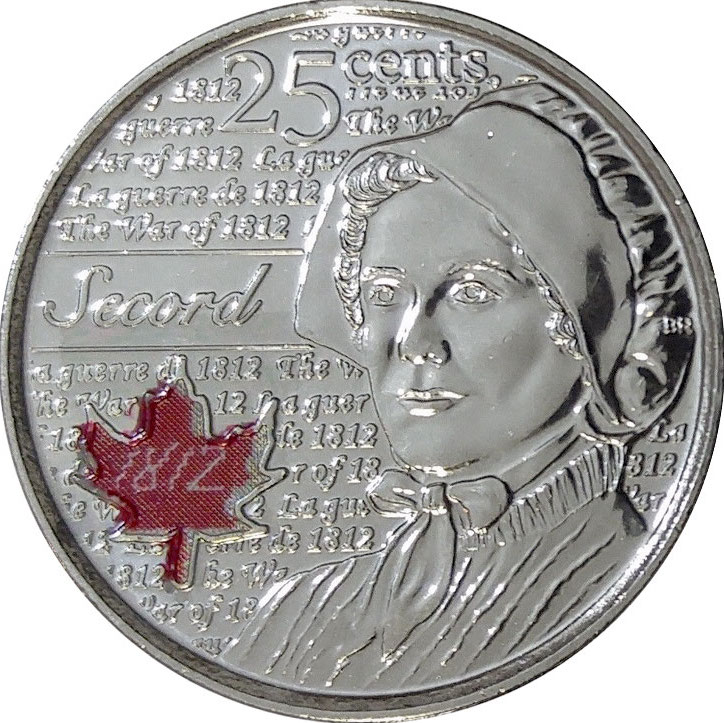 2013 Laura Secord Color Double Date Queen Elizabeth II Modern 25 Cents