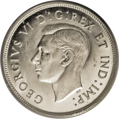 1937 Matte Fields Specimen King George VI 50 Cents