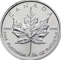$10 Platinum Maple Leafs bullion coin