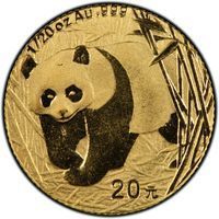 Gold 20 Yuan bullion pandas coin