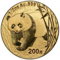 Gold 200 Yuan bullion pandas coin