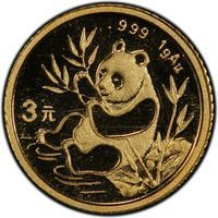Gold 3 Yuan bullion pandas coin