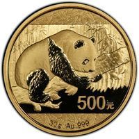 Gold 500 Yuan bullion pandas coin