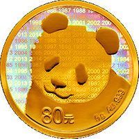 Gold 80 Yuan bullion pandas coin