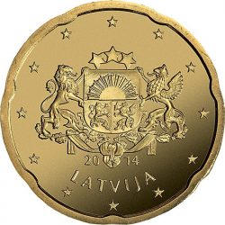 2014 Proof Latvia 20 Cents