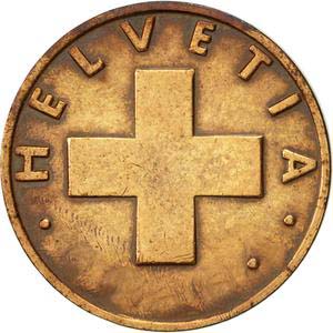 1963 Swiss Cross 2 Centimes