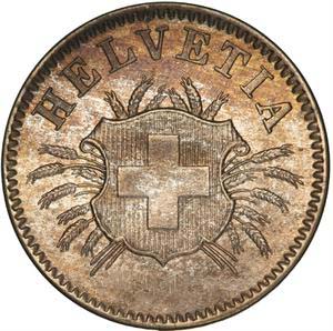 1850 Helvetia 5 Centimes