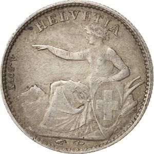 1850 Helvetia Seated Half Franc