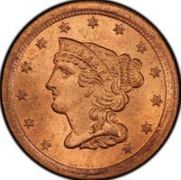 Braided Hair Half Cent half cents & cents coin
