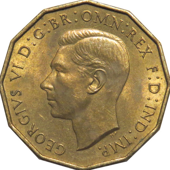 1944 King George VI 3 Pence