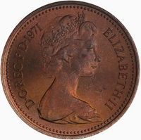 1971 Queen Elizabeth II Penny