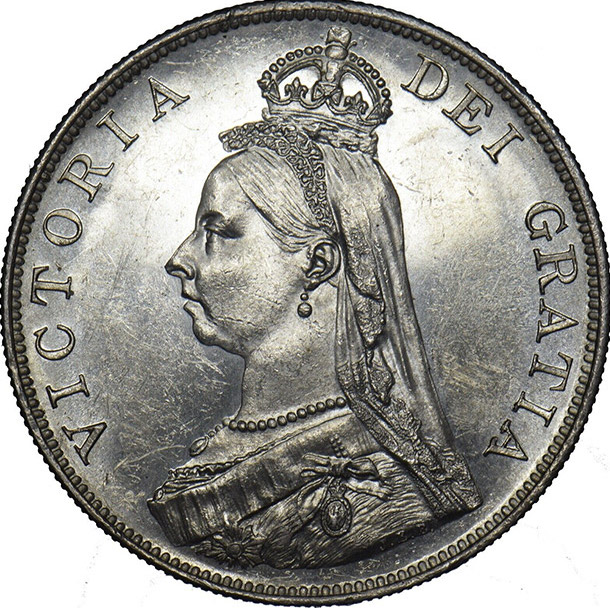 1887 Arabic 1 Queen Victoria Double Florin