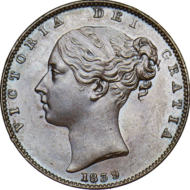 1860 Toothed Border Queen Victoria Half Penny
