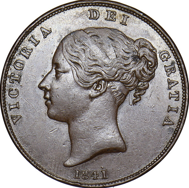 1860 Toothed Border Queen Victoria Penny