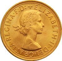 Queen Elizabeth II Sovereign half sovereign and sovereign coin