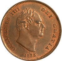 King William IV Third Farthing quarter, third and half farthing coin