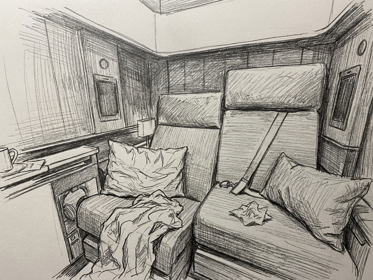 Drawing of an Allegris first class suite.