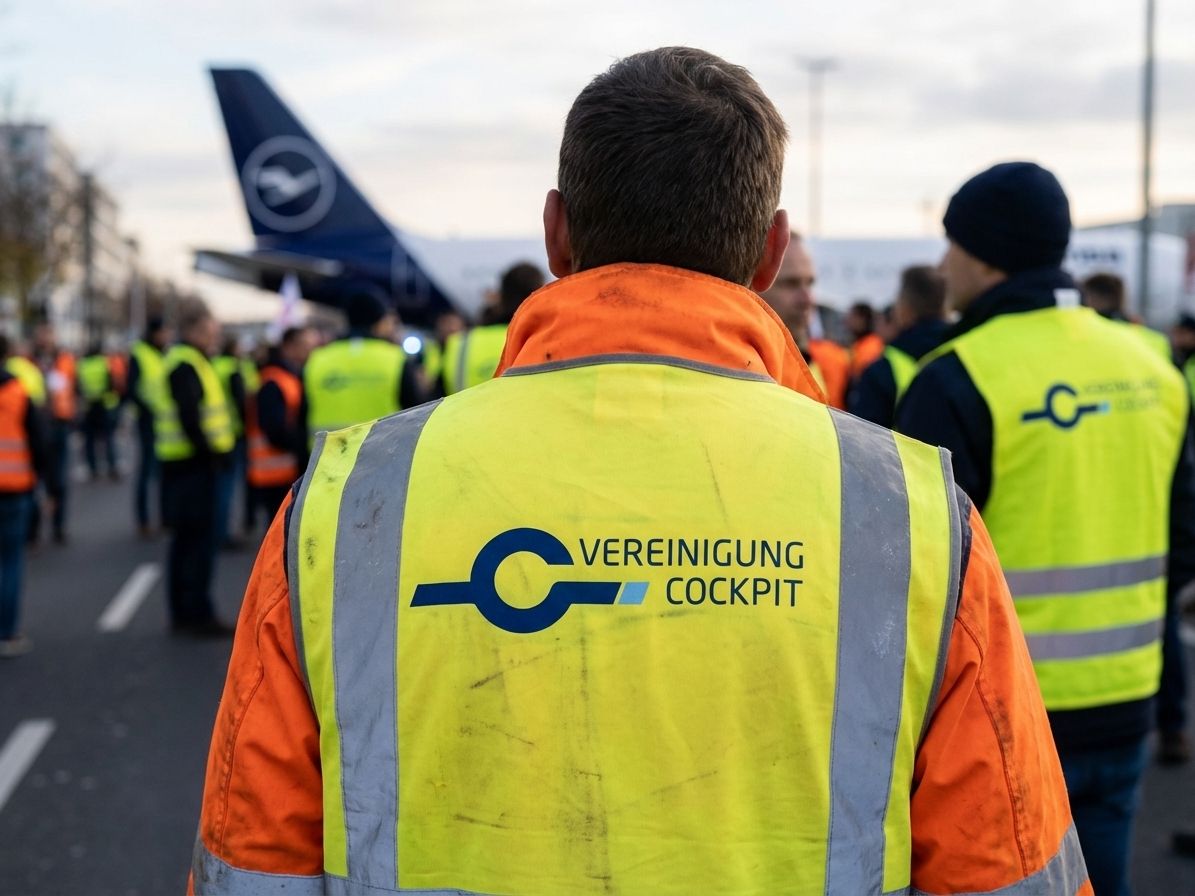 Vereinigung Cockpit Mitglieder protestieren