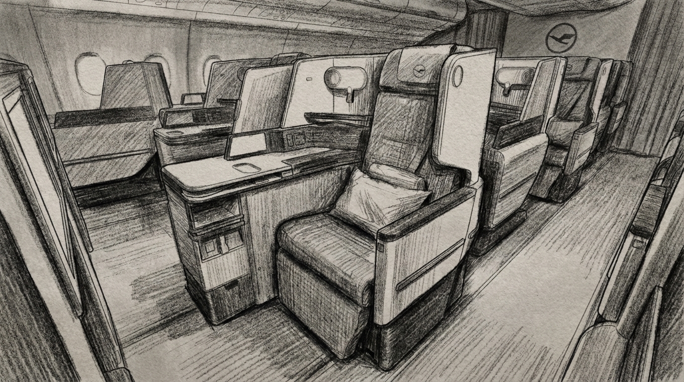 Lufthansa business class seating on Luftscamsa