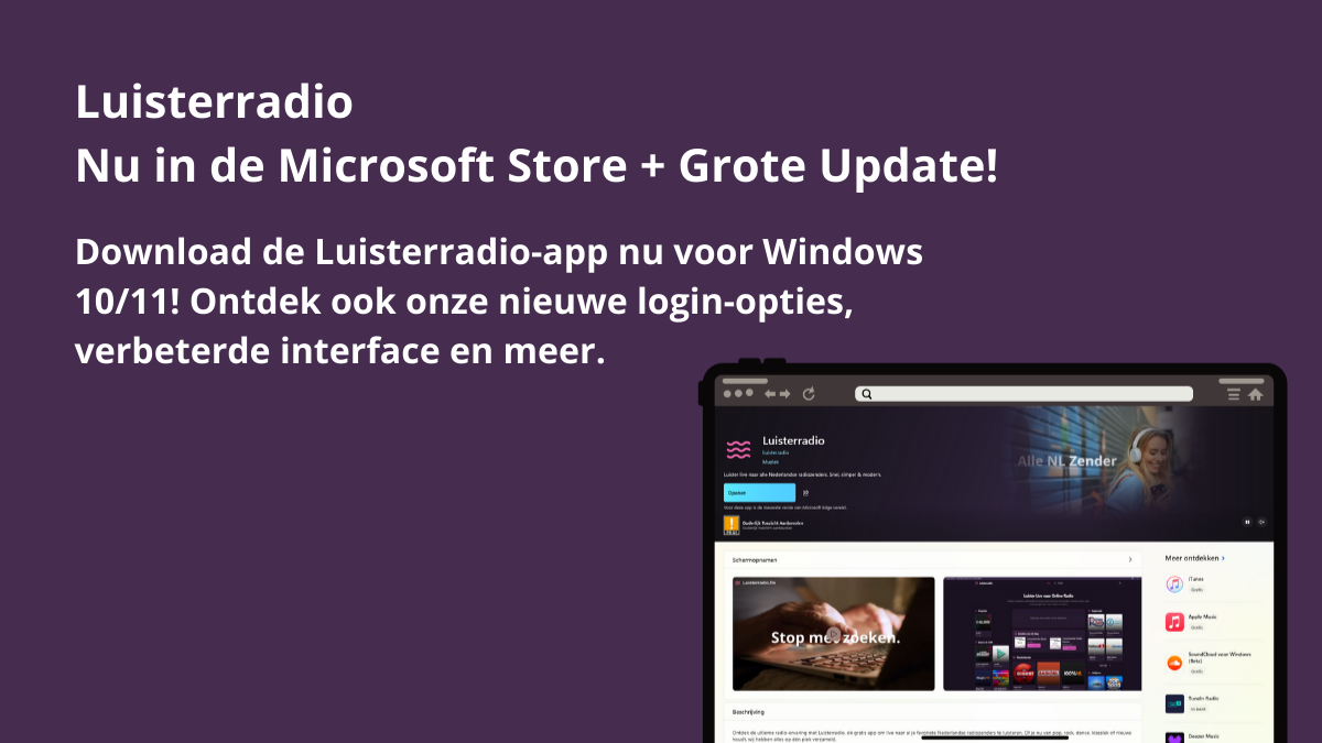 Luisterradio Nu in de Microsoft Store + Grote Update!
