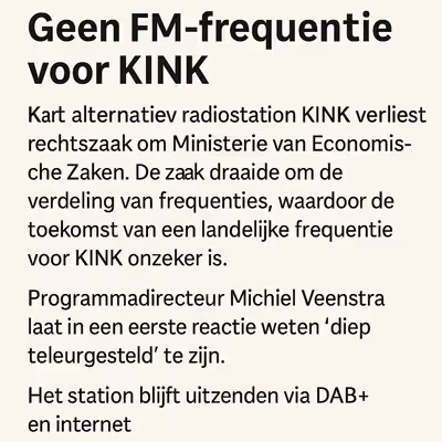 KINK verliest rechtszaak om FM-frequentie
