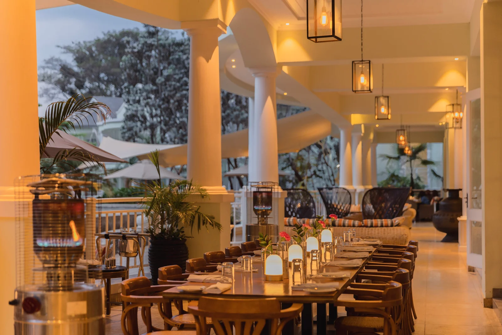 Meals can be enjoyed in the dining room or on the 
