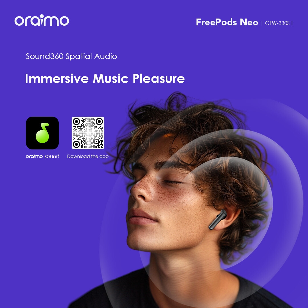 Oraimo FreePods Neo True Wireless Earbuds 50-hr Long Playtime Half In Ear - Black image 13