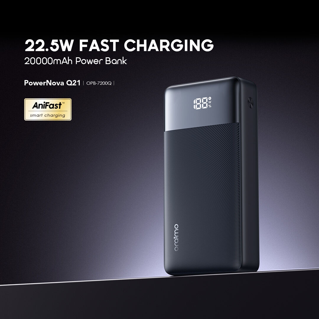 Oraimo PowerNova Q21 Power Bank 20000mAh 22.5W Fast Charging Smart Digital Display image 2