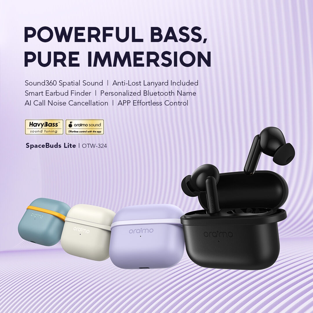 Oraimo SpaceBuds Lite Sound360 Anti-Lost True Wireless Earbuds - Black image 2
