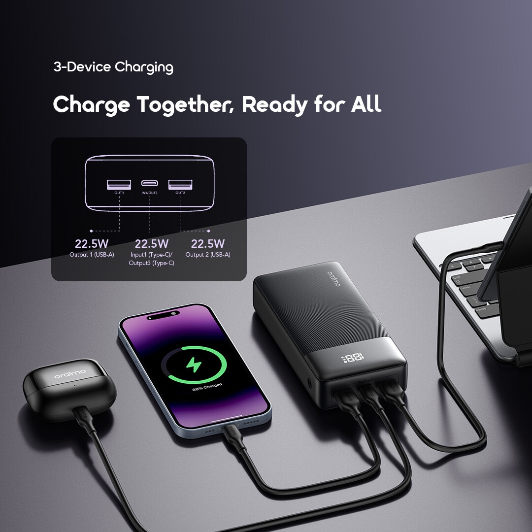 Oraimo PowerNova Q21 Power Bank 20000mAh 22.5W Fast Charging Smart Digital Display image 3