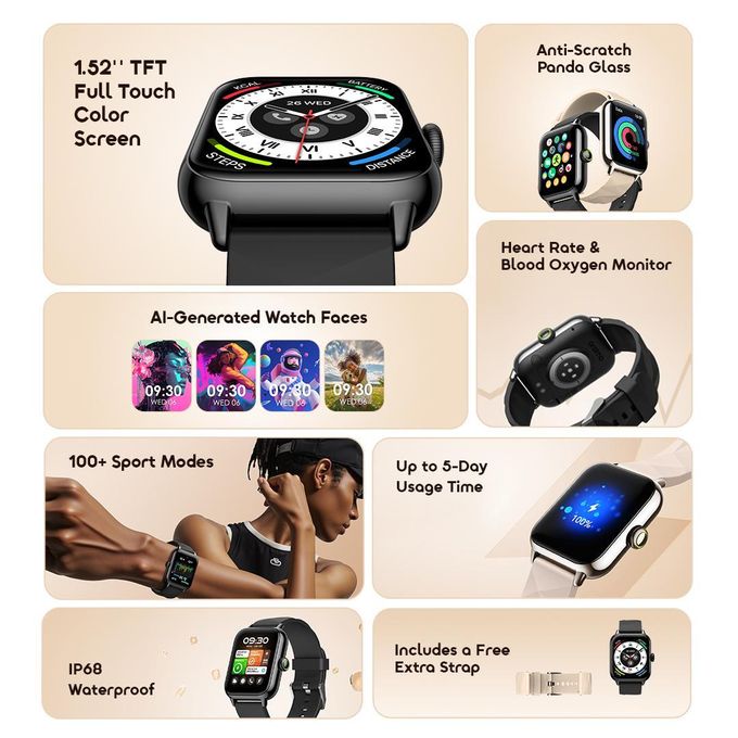 Oraimo Watch 6 Nano Sleek Design, Textured Elegance Smart Watch image 3