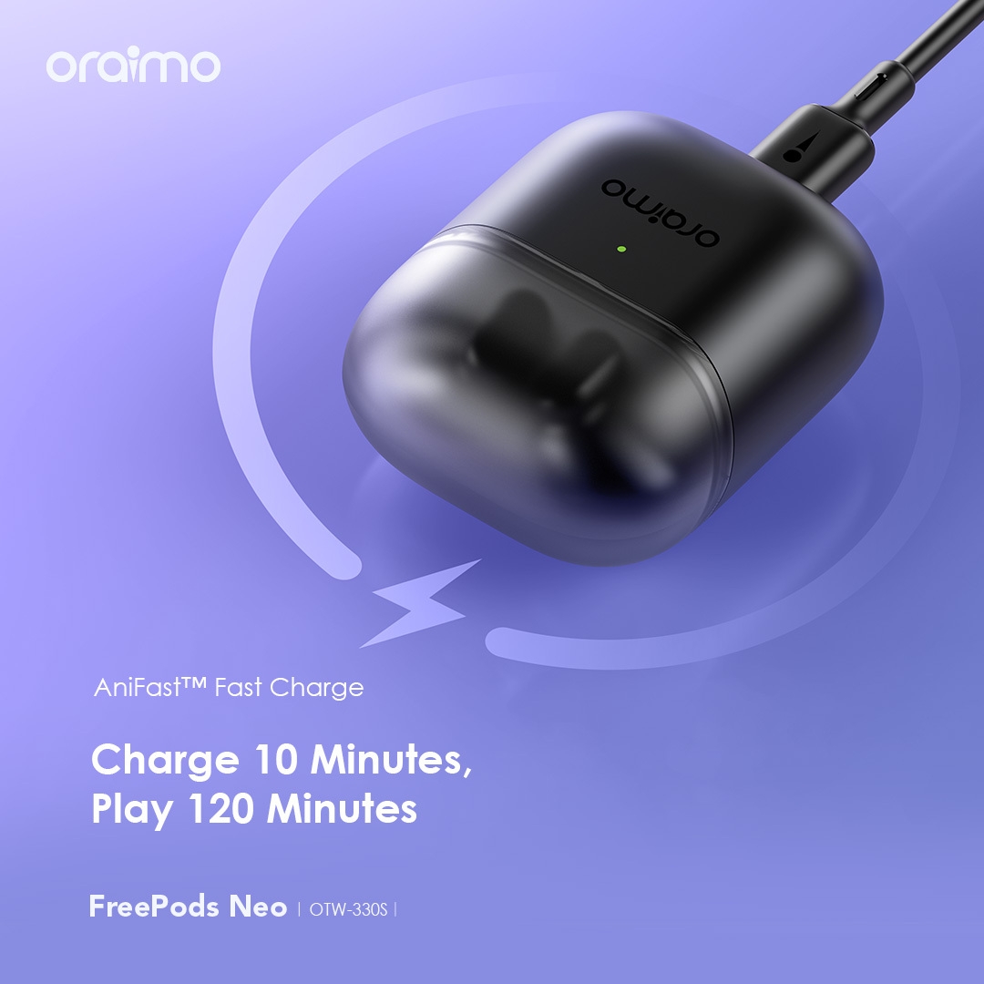 Oraimo FreePods Neo True Wireless Earbuds 50-hr Long Playtime Half In Ear - Black image 7