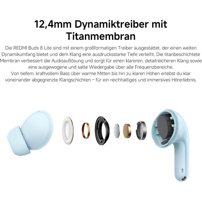 XIAOMI REDMI Buds 8 Lite, Bluetooth In-Ear Headphones with 12.4mm Dynamic Driver, Dual Microphones, Noise Reduction, Lightweight Design, Fast Pairing (Black) image 3