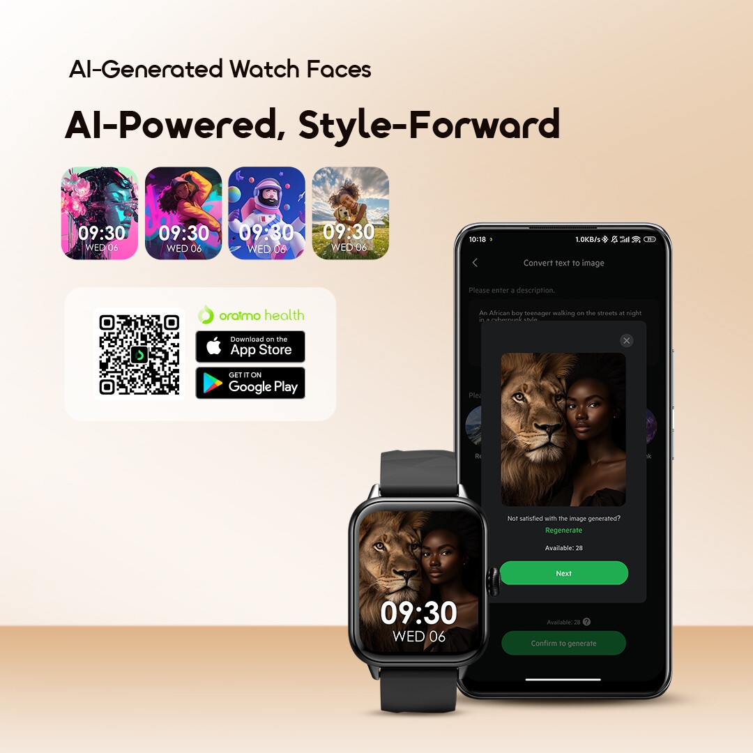 Oraimo Watch 6 Nano Sleek Design, Textured Elegance Smart Watch image 8