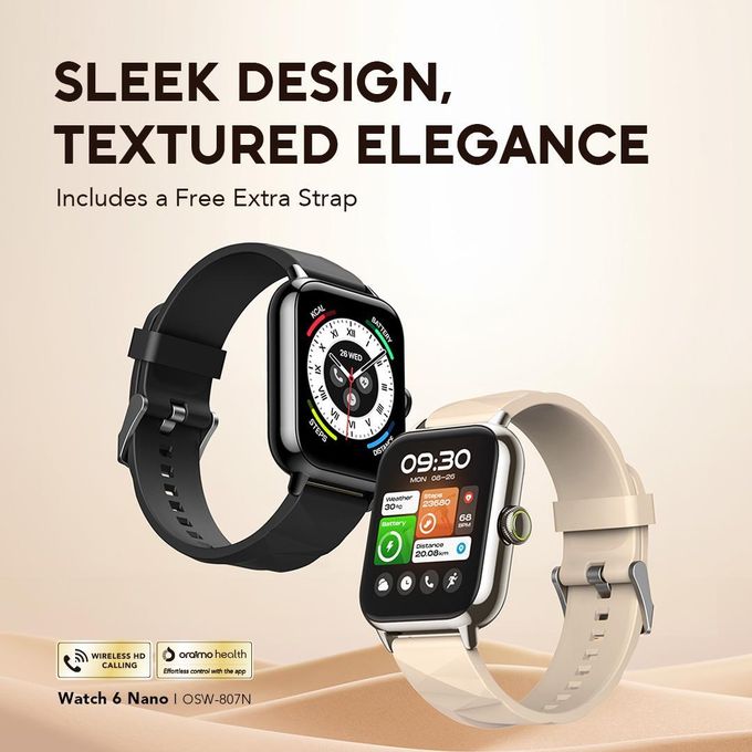 Oraimo Watch 6 Nano Sleek Design, Textured Elegance Smart Watch image 6