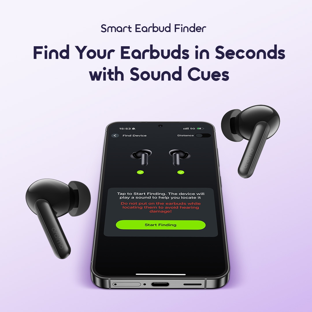 Oraimo SpaceBuds Lite Sound360 Anti-Lost True Wireless Earbuds - Black image 7