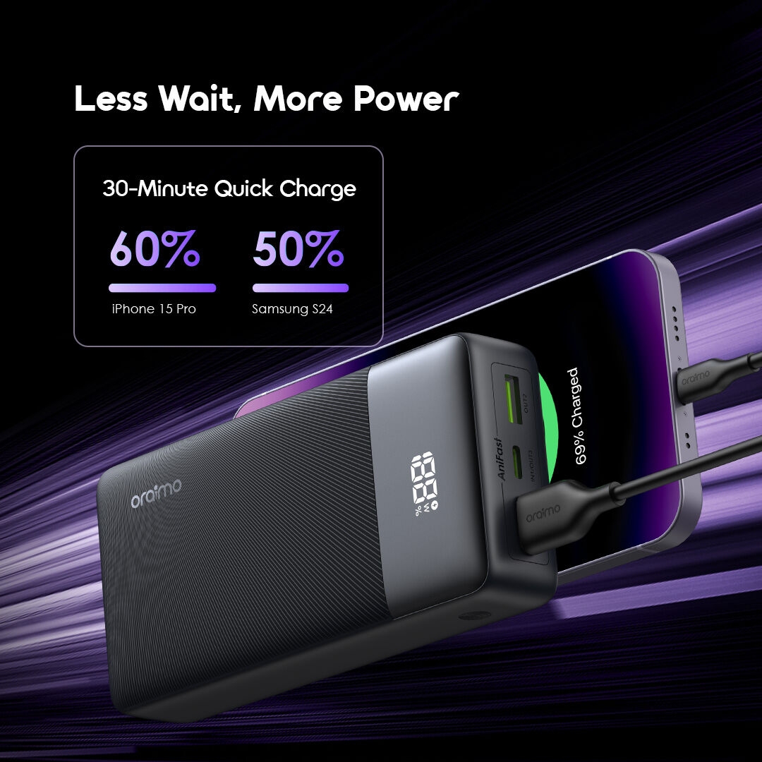 Oraimo PowerNova Q21 Power Bank 20000mAh 22.5W Fast Charging Smart Digital Display image 8