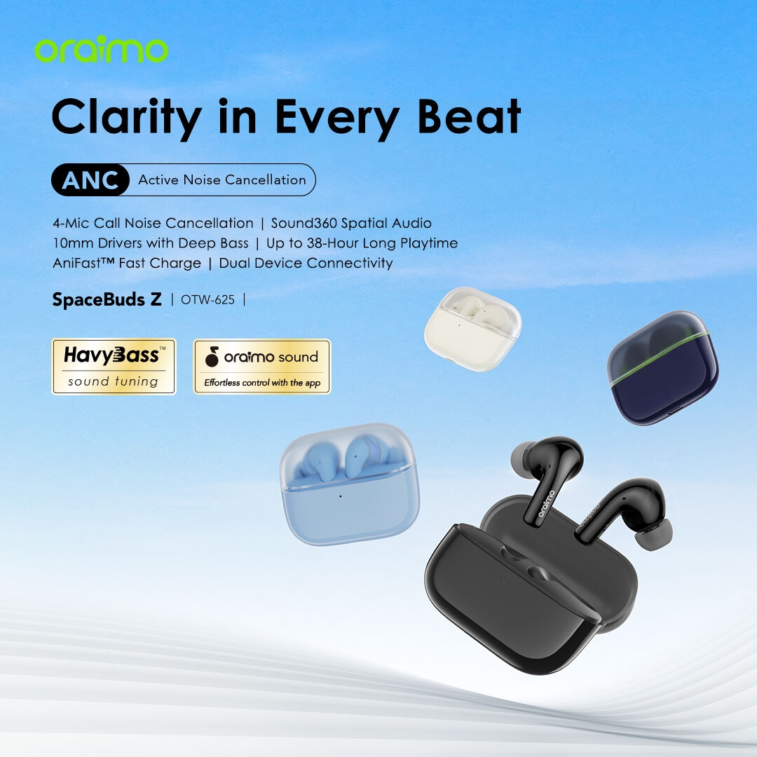 Oraimo SpaceBuds Z True Wireless Earbuds with Spatial Audio ANC - Mysteriou Blue image 2