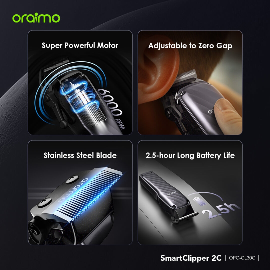 Oraimo SmartClipper 2C Professional Hair Clipper Smart Rechargeable Electric Clipper 365-day Warranty image 5