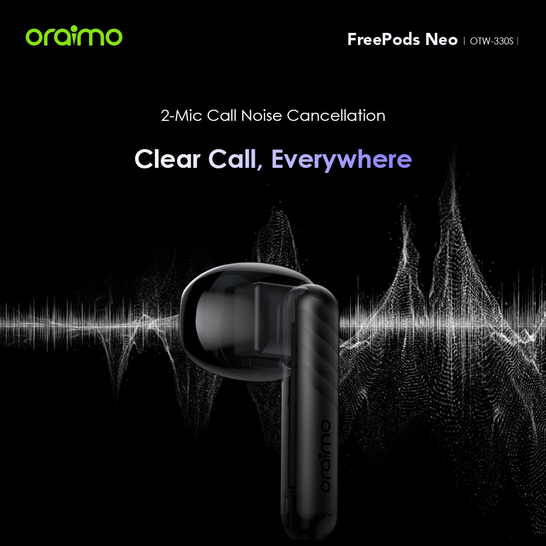 Oraimo FreePods Neo True Wireless Earbuds 50-hr Long Playtime Half In Ear - Black image 12