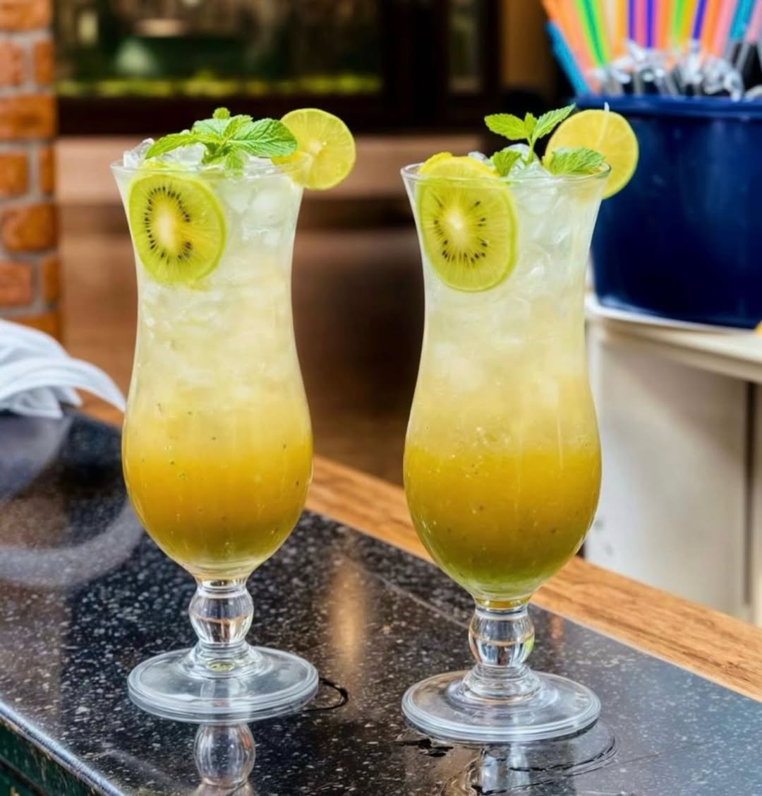 “Taste the tropics with our Kiwi Lemonade! 🥝🍋 A