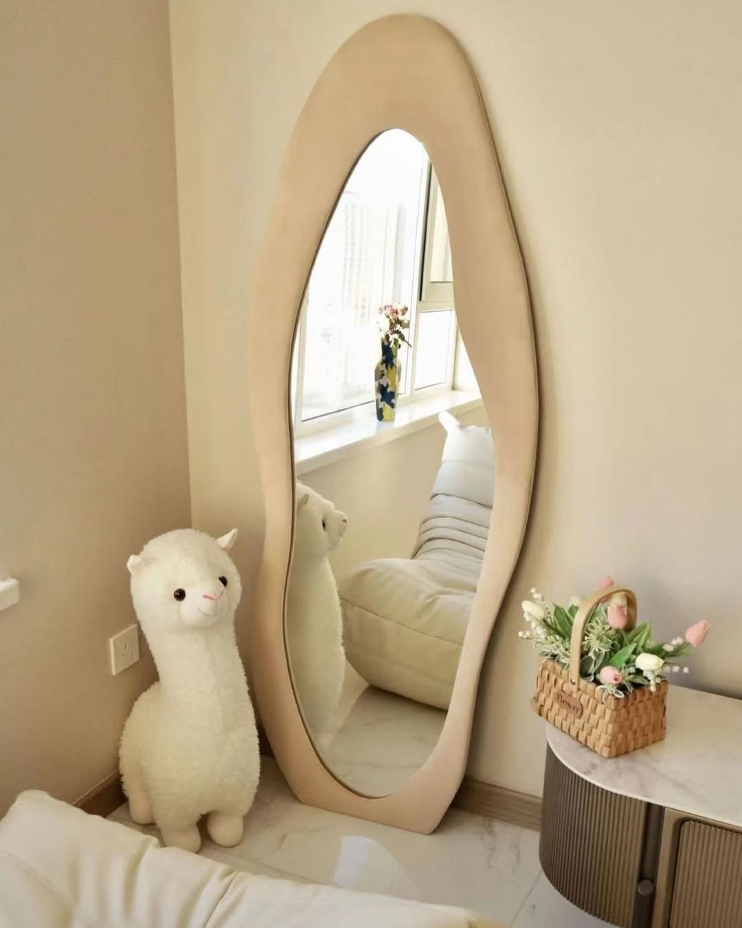 Wall mirror available in black and white as well. 